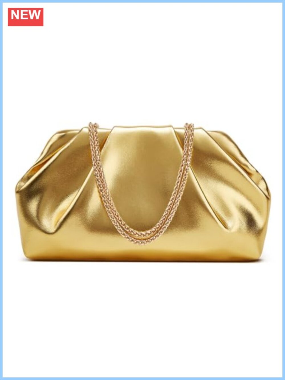 Pleated Soft PU Leather Evening Clutch Detachable Chain Crossbody Bag